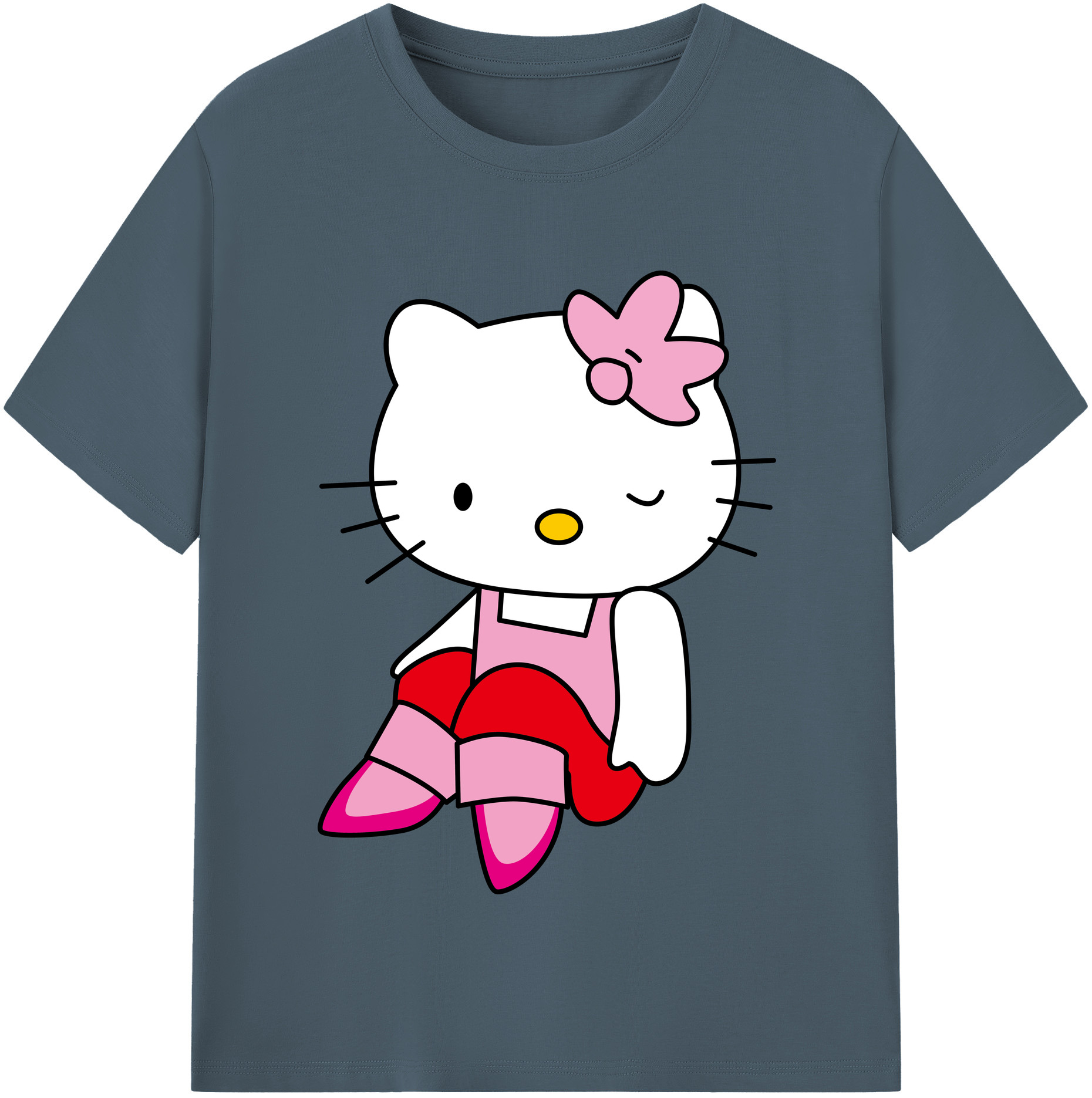 （画像用） Hello Kitty ハローキティ 綿100％半袖Tシャツ（フロントプリント）